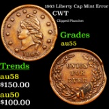 1863 Liberty Cap Mint Error Civil War Token 1c Grades Choice AU