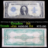 1923 $1 large size Blue Seal Silver Certificate, Signatures of Speelman & White Grades f+