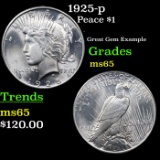 1925-p Peace Dollar $1 Grades GEM Unc