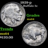 1929-p Buffalo Nickel 5c Grades Choice Unc