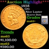 ***Auction Highlight*** 1858 Gold Dollar $1 Graded ms62+ By SEGS (fc)
