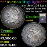 ***Auction Highlight*** 1834 Jr-5 LDS Lg 4 Capped Bust Dime 10c Graded Choice Unc By USCG (fc)