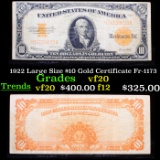 1922 Large Size $10 Gold Certificate Fr-1173 Grades vf, very fine