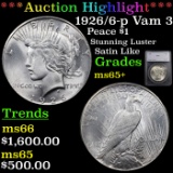 ***Auction Highlight*** 1926/6-p Vam 3 Peace Dollar $1 Graded ms65+ By SEGS (fc)