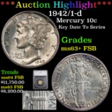 ***Auction Highlight*** 1942/1-d Mercury Dime 10c Graded ms63+ FSB By SEGS (fc)