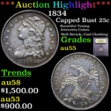 ***Auction Highlight*** 1834 Capped Bust Quarter 25c Graded Choice AU By USCG (fc)