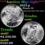 ***Auction Highlight*** 1923-p Peace Dollar $1 Graded ms66+ By SEGS (fc)