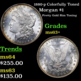 1880-p Colorfully Toned Morgan Dollar $1 Grades Select+ Unc