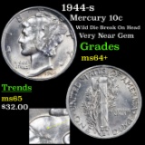 1944-s Mercury Dime 10c Grades Choice+ Unc