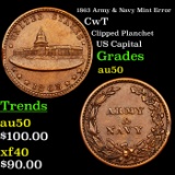 1863 Army & Navy Mint Error Civil War Token 1c Grades AU, Almost Unc