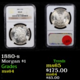 NGC 1880-s Morgan Dollar $1 Graded ms64 By NGC