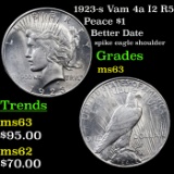 1923-s Vam 4a I2 R5 Peace Dollar $1 Grades Select Unc