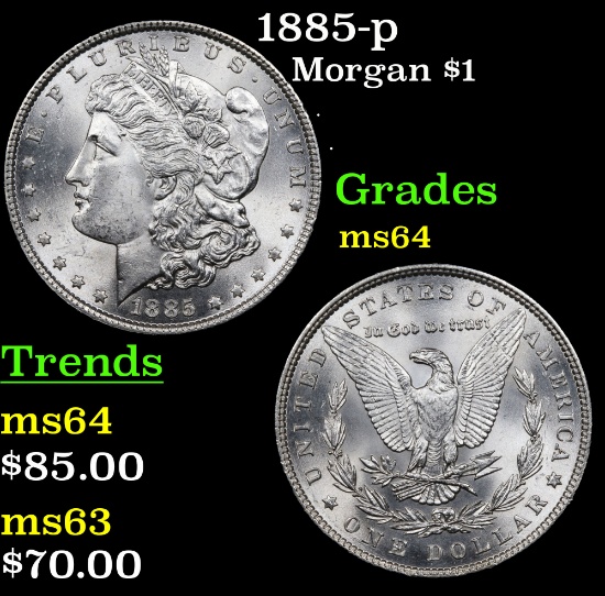 1885-p Morgan Dollar $1 Grades Choice Unc