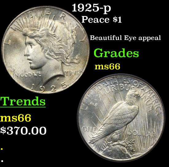 1925-p Peace Dollar $1 Graded ms66 By SEGS