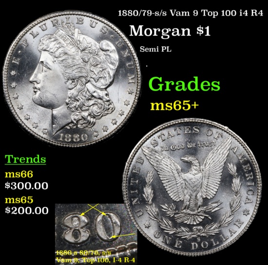 1880/79-s /s Vam 9 Top 100 i4 R4 Morgan $1 Grades GEM+ Unc