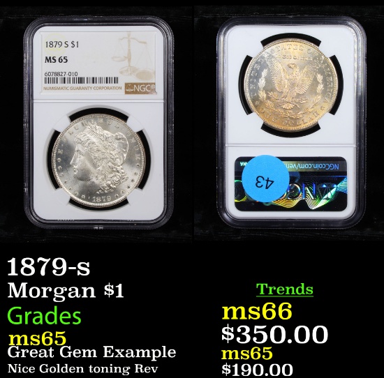 NGC 1879-s Morgan Dollar $1 Graded ms65 By NGC