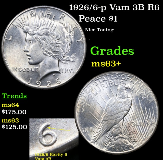 1926/6-p Vam 3B R6 Peace Dollar $1 Grades Select+ Unc