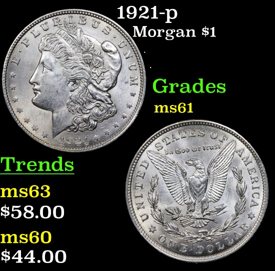 1921-p Morgan Dollar $1 Grades BU+