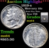 ***Auction Highlight*** 1919-s Mercury Dime 10c Graded ms64 By SEGS (fc)