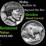 Hobo Buffalo Nickel 5c Grades Hand Carved