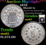 ***Auction Highlight*** 1876 Shield Nickel 5c Graded GEM Unc By USCG (fc)