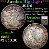 ***Auction Highlight*** 1916-d Walking Liberty Half Dollar 50c Graded ms65 By SEGS (fc)