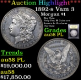 ***Auction Highlight*** 1892-s Vam 3 Morgan Dollar $1 Graded Choice AU/BU Slider PL By USCG (fc)