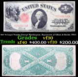 1917 $1 Legal Tender George Washington, Signatures of Elliott & Burke, FR37 Grades vf++