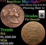 ***Auction Highlight*** 1794 Liberty Cap S-25 R3 Flowing Hair large cent 1c Graded F12 Details By SE