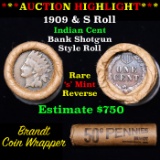 Indian cent 1c orig roll, 1909 end S other end