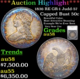 ***Auction Highlight*** 1836 RE GR-1 Judd-57 Capped Bust Half Dollar 50c Graded au58 By SEGS (fc)