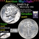 ***Auction Highlight*** 1942/1-p Mercury Dime 10c Graded GEM Unc By USCG (fc)