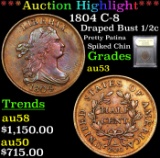 ***Auction Highlight*** 1804 C-8 Draped Bust Half Cent 1/2c Graded Select AU By USCG (fc)