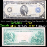 1914 $5 Large Size Blue Seal Federal Reserve Note, Chicago, IL  7-G Grades xf