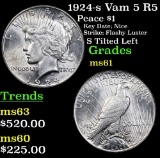 1924-s Vam 5 R5 Peace Dollar $1 Grades BU+