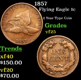 1857 Flying Eagle Cent 1c Grades vf+