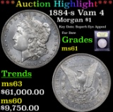 ***Auction Highlight*** 1884-s Vam 4 Morgan Dollar $1 Graded BU+ By USCG (fc)