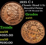 1835 C-1 Classic Head half cent 1/2c Grades Choice AU