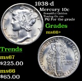 1938-d Mercury Dime 10c Grades GEM++ Unc