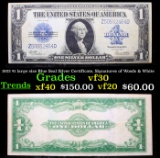 1923 $1 large size Blue Seal Silver Certificate, Signatures of Woods & White Grades vf++
