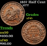 1837 Half Cent Worth Of Pure Copper HT-73 Hard Times Token 1c Grades xf+