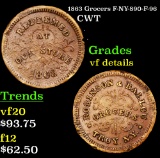 1863 Grocers F-NY-890-F-96 Civil War Token 1c Grades vf details