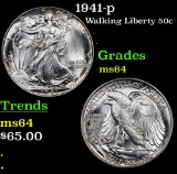 1941-p Walking Liberty Half Dollar 50c Grades Choice Unc