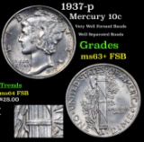 1937-p Mercury Dime 10c Grades Select Unc+ FSB