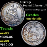 1870-p Seated Liberty Half Dime 1/2 10c Grades Unc Details