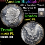 ***Auction Highlight*** 1881-s Rainbow Toned Morgan Dollar $1 Graded ms65 PL By SEGS (fc)