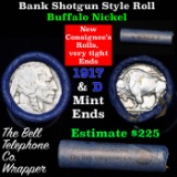 Buffalo Nickel Shotgun Roll in Old Bank Style 'Bell Telephone' Wrapper 1917 & d  Mint Ends