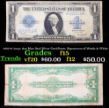 1923 $1 large size Blue Seal Silver Certificate, Signatures of Woods & White Grades f+