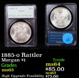 PCGS 1885-o Rattler Morgan Dollar $1 Graded ms63 By PCGS