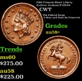 1864 Princess Head Liberty Andrew Jackson F-179/54  Civil War Token 1c Grades Choice AU/BU Slider+